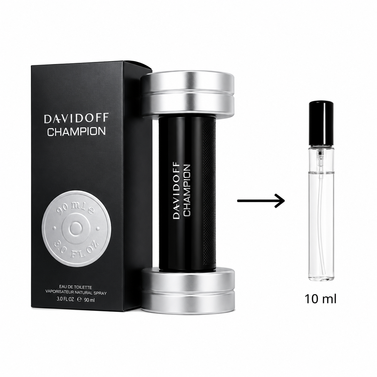 Davidoff Champion Eau De Toilette For Men - 10 ML / 175 Sprays - Decanted From Original Bottle