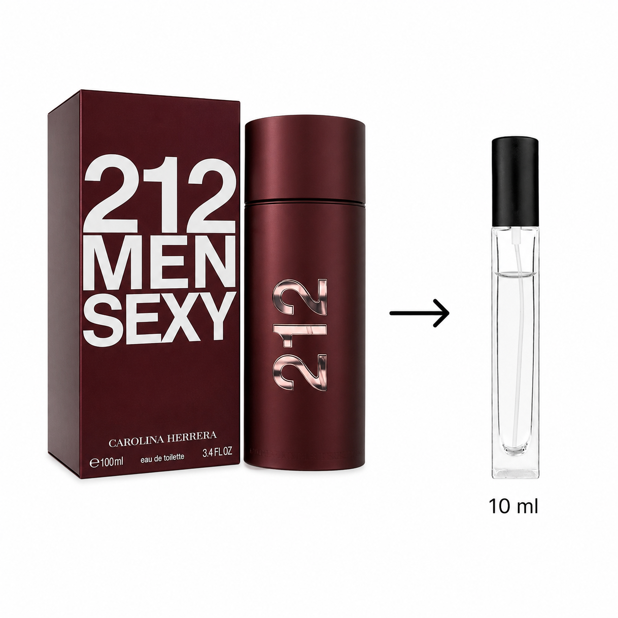 Carolina Herrera 212 Sexy Men Eau De Toilette For Men - 10 ML / 175 Sprays - Decanted From Original Bottle