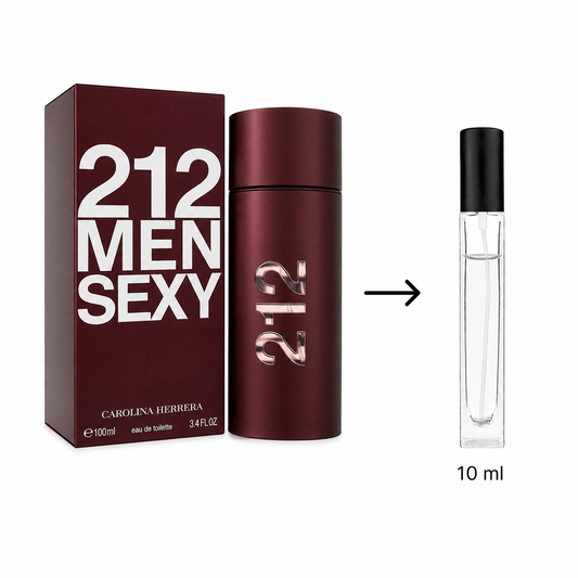 Carolina Herrera 212 Sexy Men Eau De Toilette For Men - 10 ML / 175 Sprays - Decanted From Original Bottle