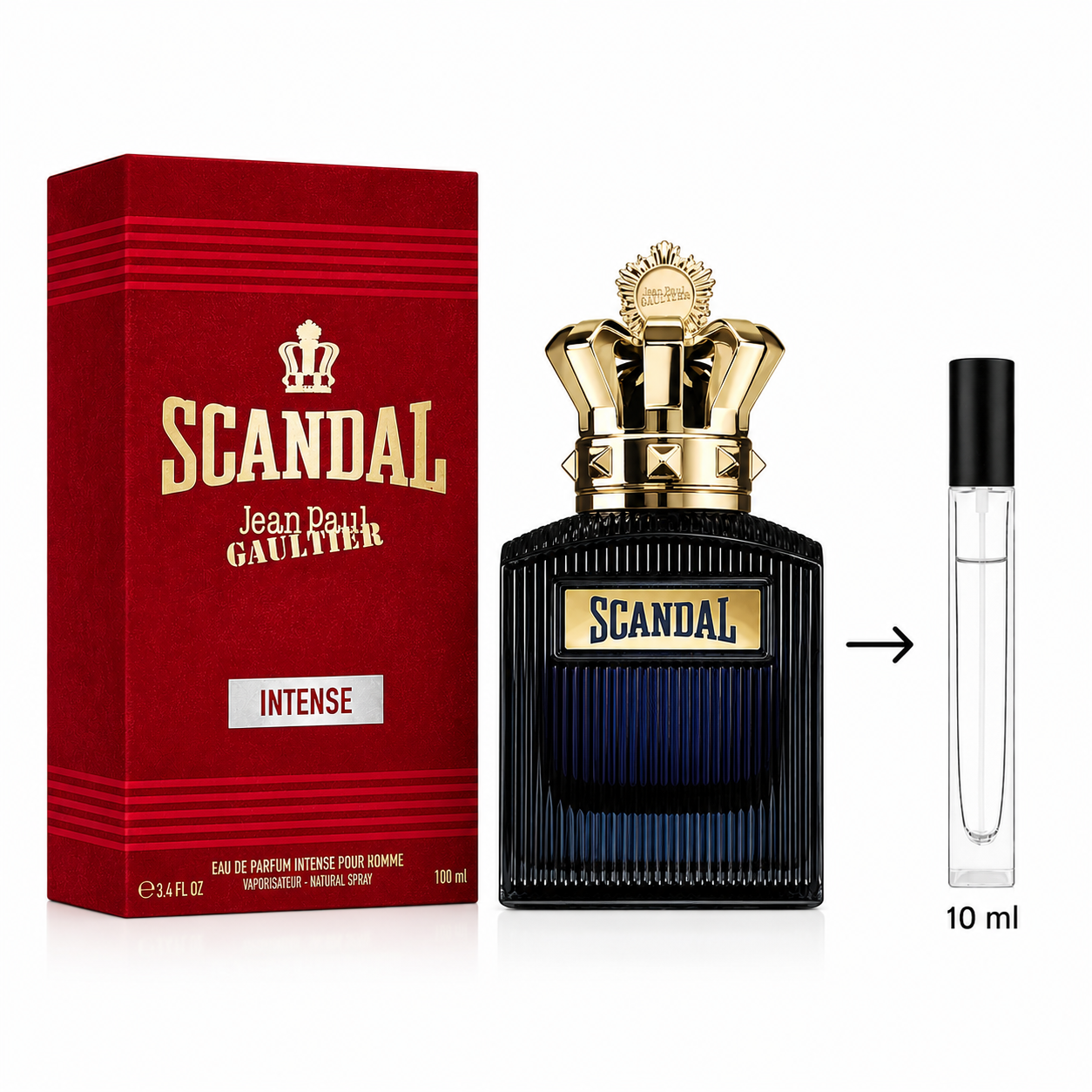 Jean Paul Gaultier Scandal Eau De Parfum INTENSE For Men - 10 ML / 175 Sprays - Decanted From Original Bottle