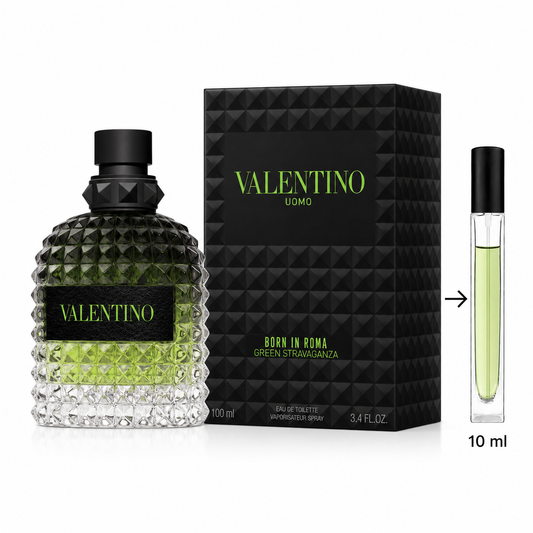 Valentino Uomo Born In Roma Green Stravaganza Eau De Toilette For Men - 10 ML / 175 Sprays - Decanted From Original Bottle