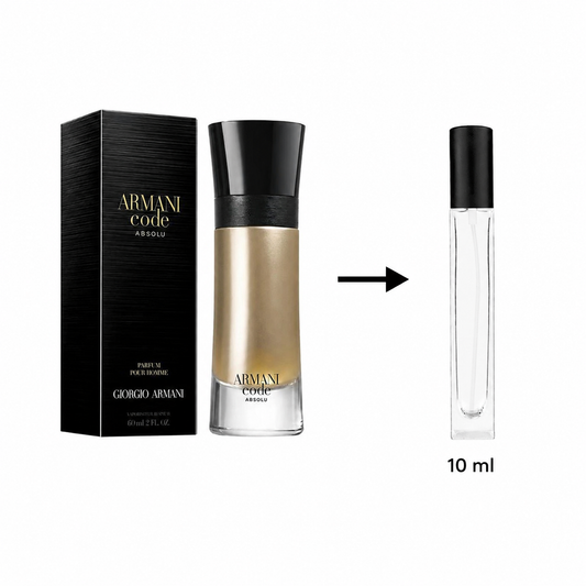 Giorgio Armani Code Absolu Parfum For Men - 10 ML / 175 Sprays - Decanted From Original Bottle