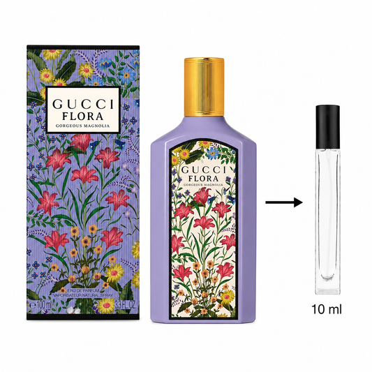 Gucci Flora Gorgeous Magnolia Eau De Parfum For Women - 10 ML / 175 Sprays - Decanted From Original Bottle