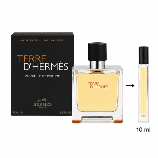 Hermes Terre D'Hermès Pure Perfume For Men - 10 ML / 175 Sprays - Decanted From Original Bottle