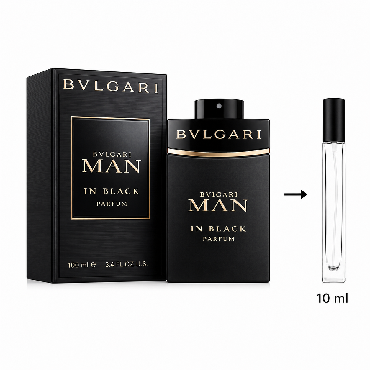 Bvlagri Man In Black Parfum Pure For Men - 10 ML / 175 Sprays - Decanted From Original Bottle