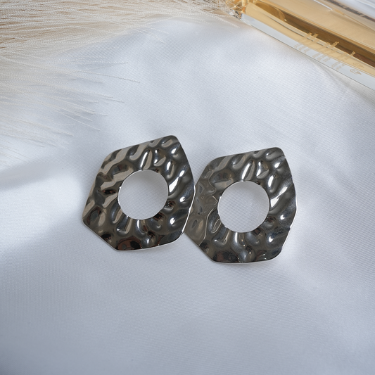 Crumpled Silver Earrings