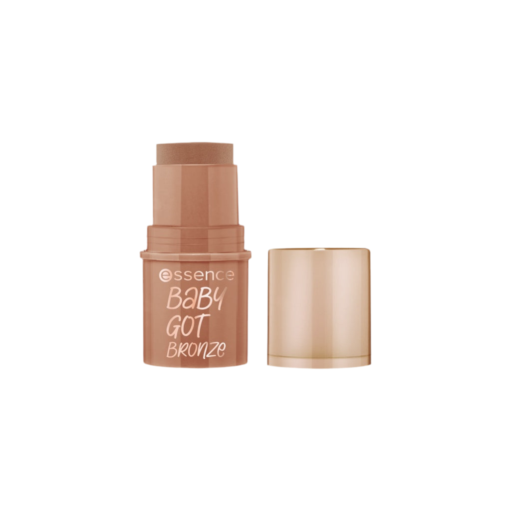 Bronzing stick with 'essence Baby Got Bronze' text on a white background