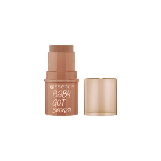 Bronzing stick with 'essence Baby Got Bronze' text on a white background
