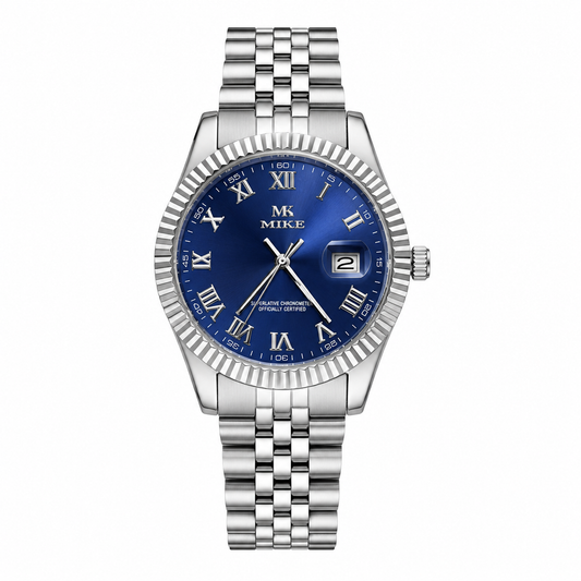 Mike Classy Watch For Men - Silver And Blue