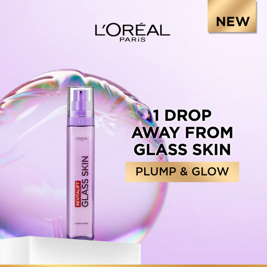 L'oréal Revitalift Glass Skin Liquid Cream: 1 Drop For 100H Glowing Hydration With Hyaluronic Acid & Vitamins B3+B5+C For Dewy, Plumped Glass Skin - 15ML