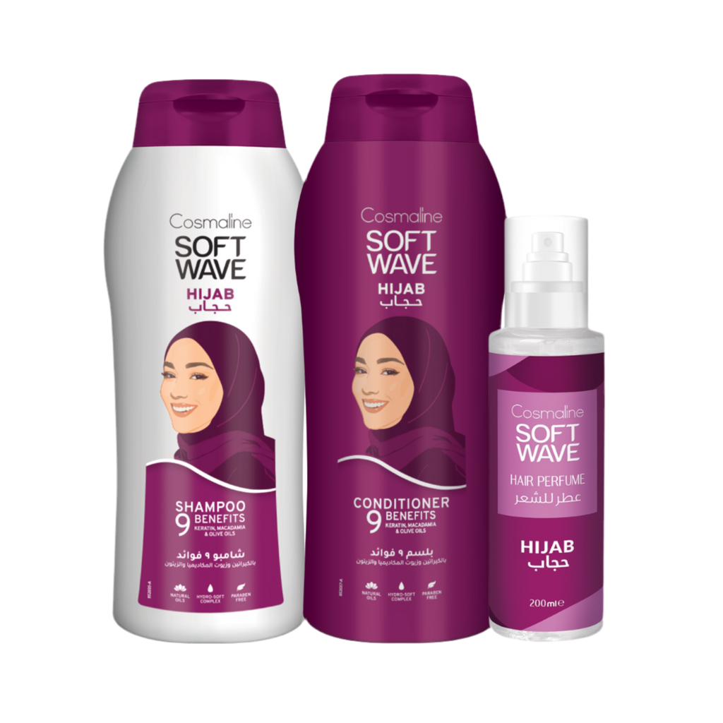 Cosmaline Soft Wave Hijab Hair Care Set -Shampoo 600ml, Conditioner 600ml & Hair Perfume