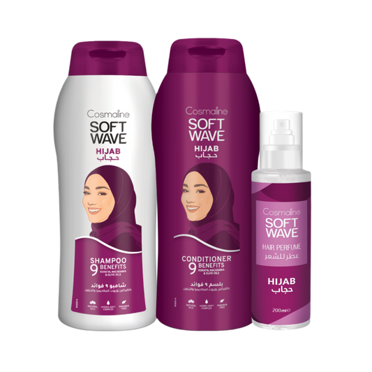 Cosmaline Soft Wave Hijab Hair Care Set -Shampoo 600ml, Conditioner 600ml & Hair Perfume