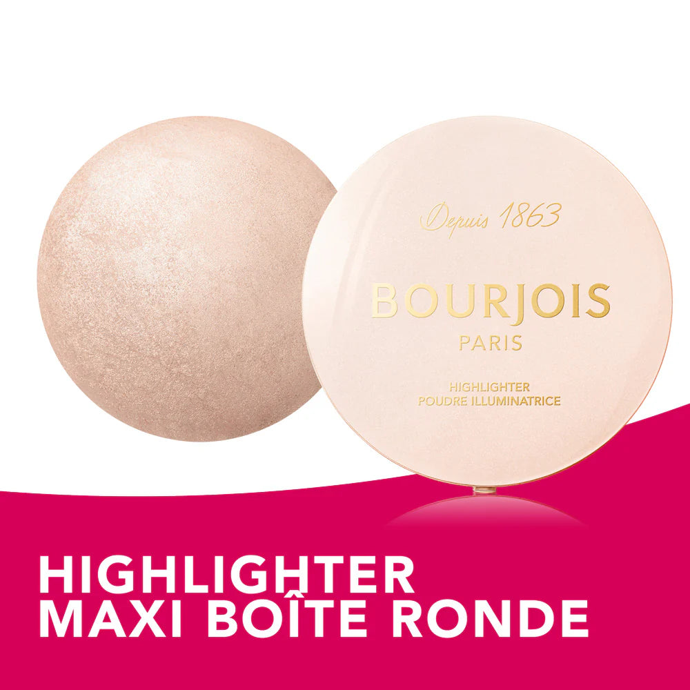 Bourjois highlighter with round packaging on a white background