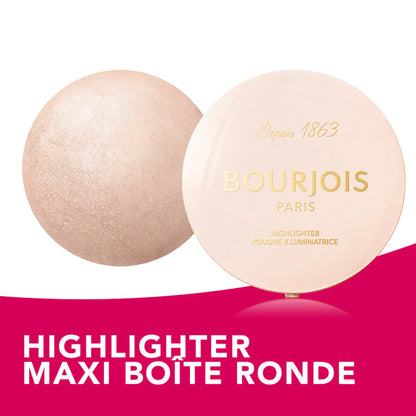 Bourjois highlighter with round packaging on a white background