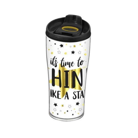 Decorated Coffee Mug with Lid - 440ml