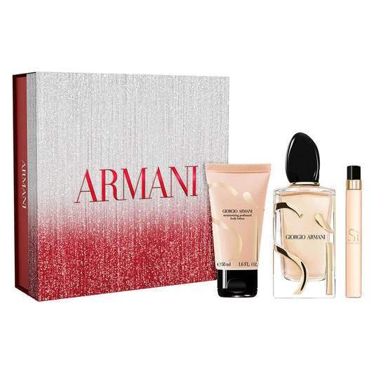 Armani Si perfume set with a box on a white background