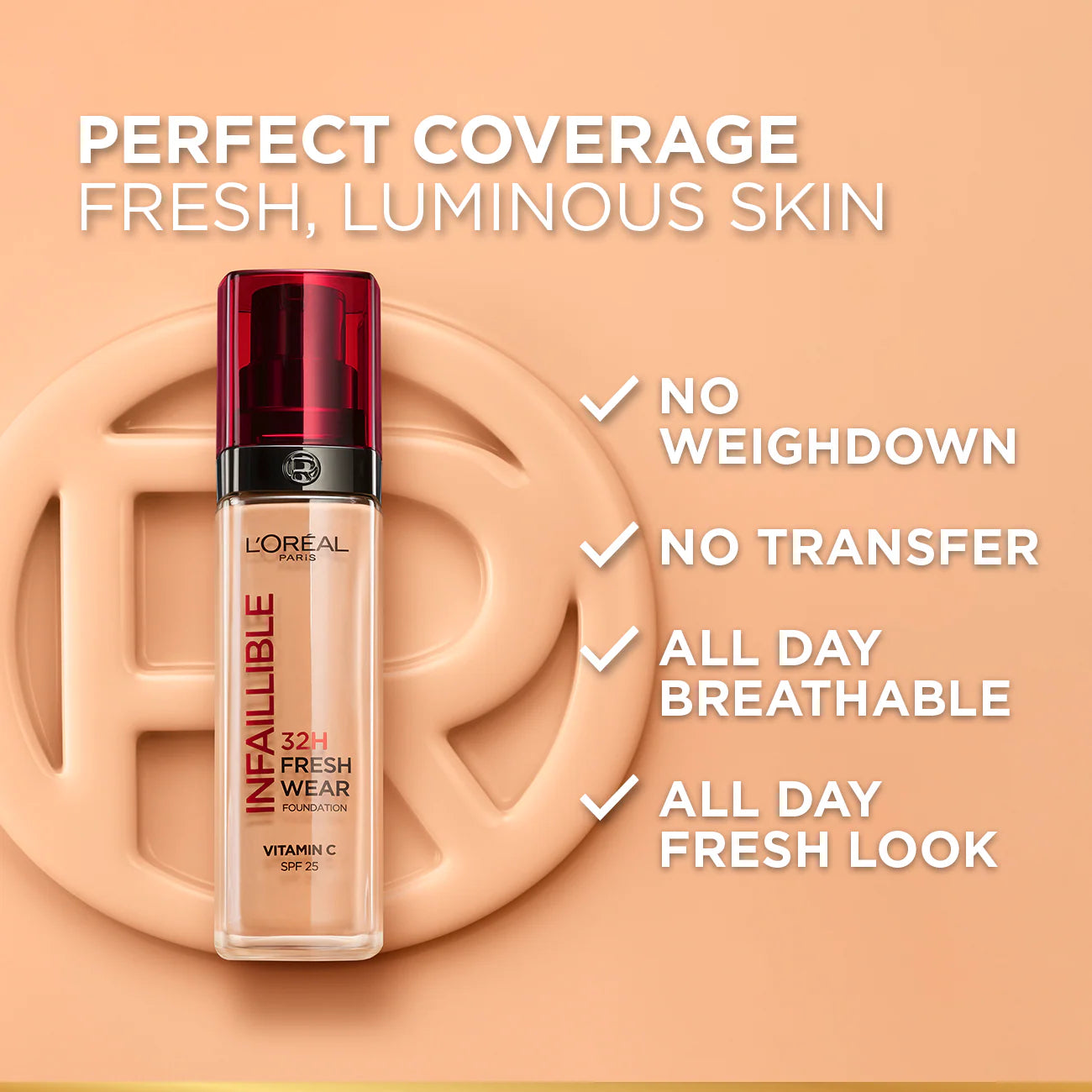 L’Oréal Paris Infallible 32H Fresh Wear Foundation - Vitamin C - SPF25 - 8 Colours