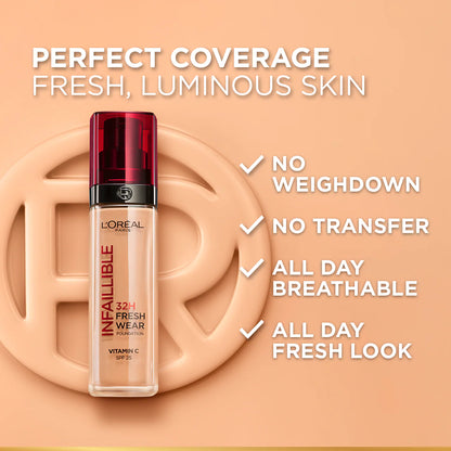 L’Oréal Paris Infallible 32H Fresh Wear Foundation - Vitamin C - SPF25 - 8 Colours