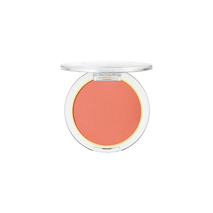 Compact blush in a clear case on a white background