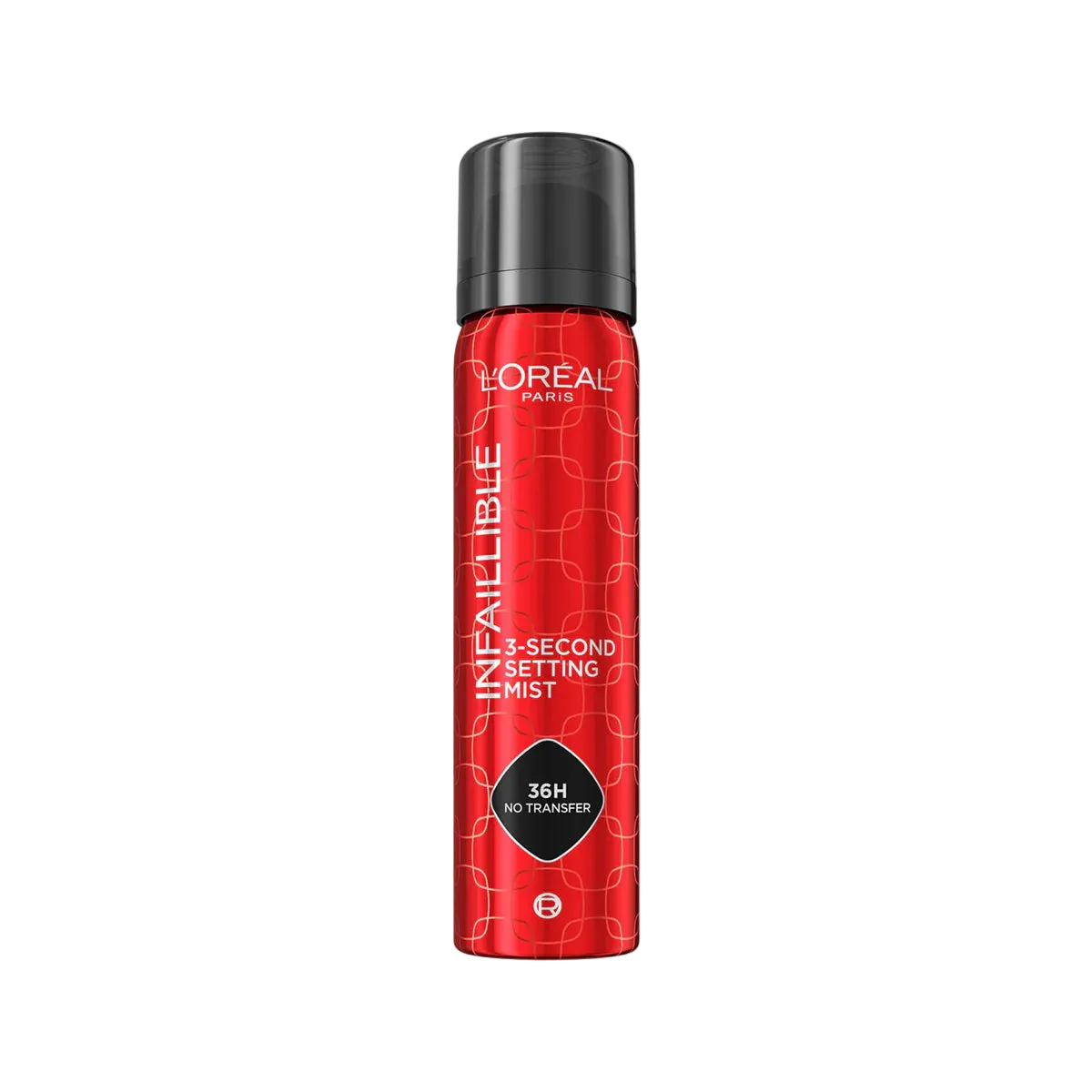 L'Oreal Paris Infallible setting mist spray on a white background