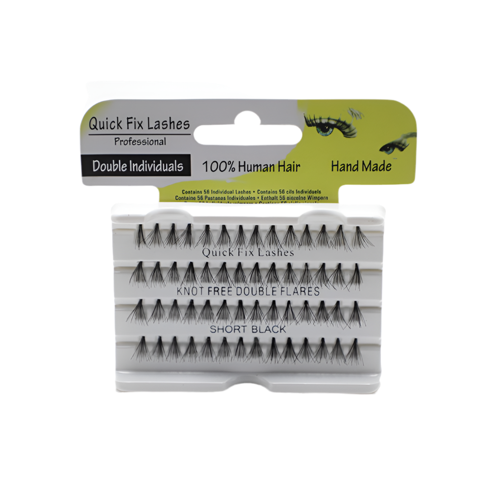 Quick Fix Eye Lashes Individuals Knot Free Double Flares - Short Black