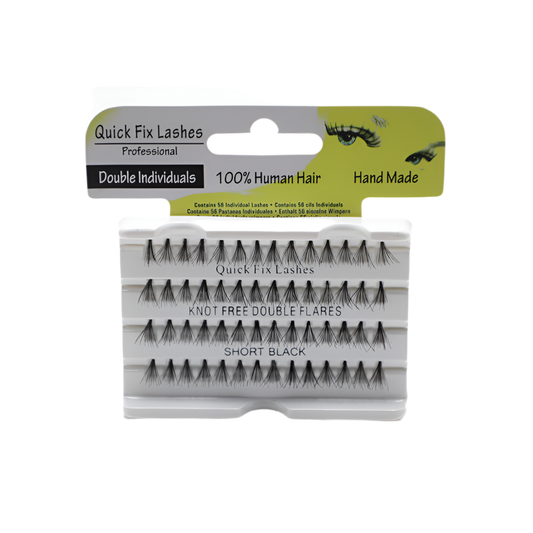 Quick Fix Eye Lashes Individuals Knot Free Double Flares - Short Black