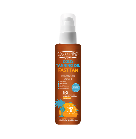 Cosmaline Sun Fast Tan Tanning Oil 190ML – Water-Resistant, Vitamin E, Fast Golden Tan