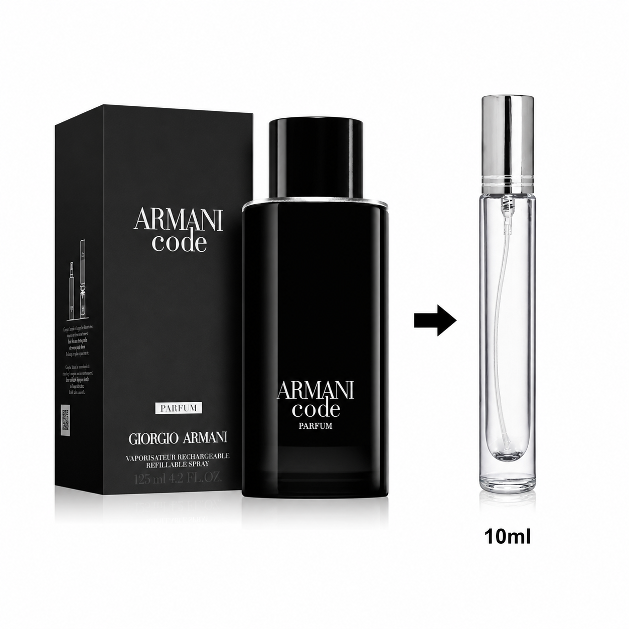 Giorgio Armani Code Parfum Pure For Men - 10 ML / 175 Sprays - Decanted From Original Bottle