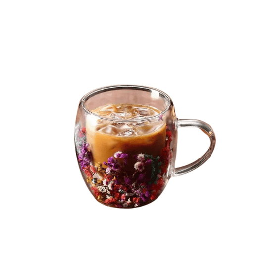 Flowery Double Wall Glass Mug - 250ml