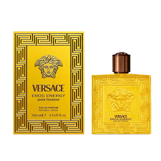 Versace Eros Energy perfume bottle and packaging on a white background