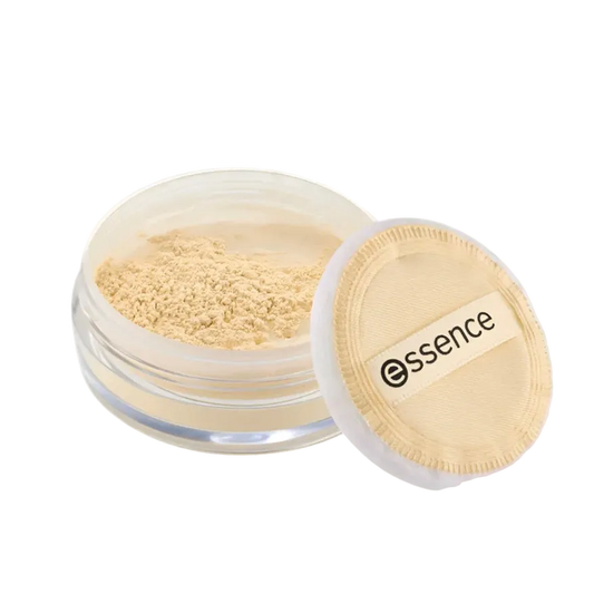 Essence Banana Loose Powder - Soft yellow shade, mattifying, fixing, with a sponge