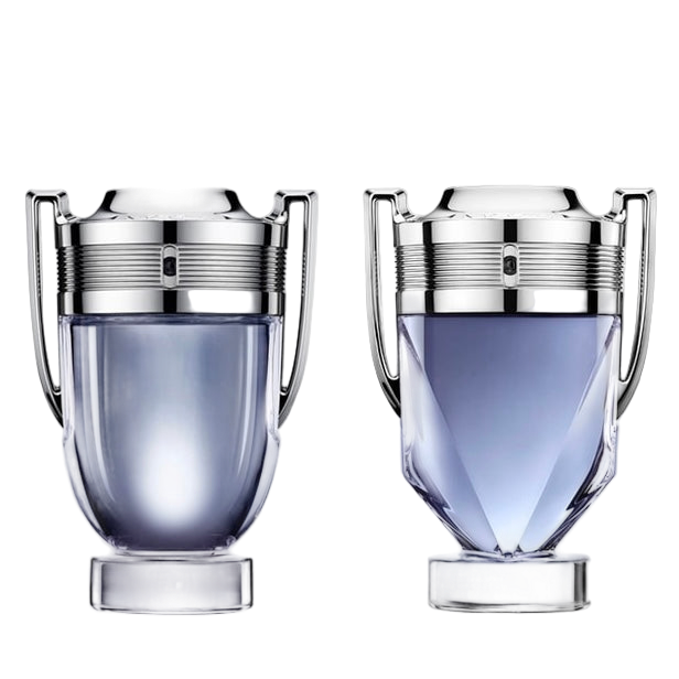 Two glass containers with silver lids on a white background