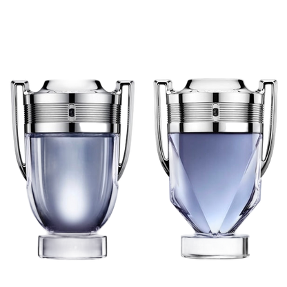 Two glass containers with silver lids on a white background