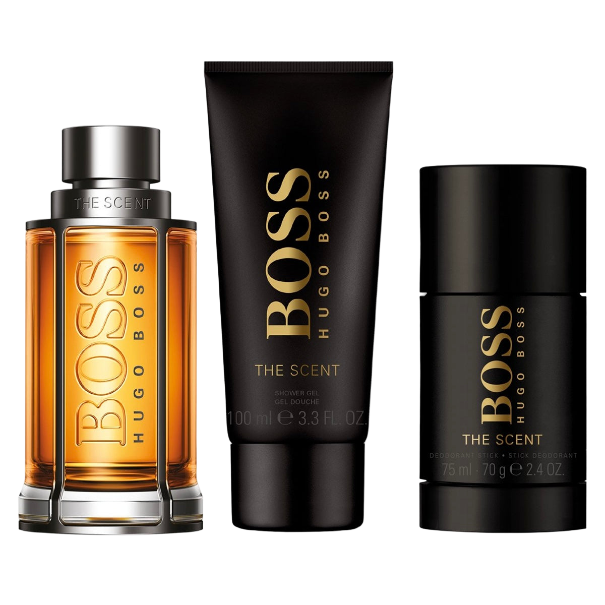 Hugo Boss The Scent perfume set on a white background