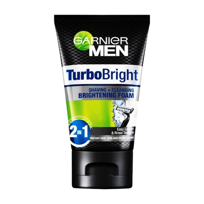 Garnier Men Turbo Bright 2 In 1 Shaving + Cleansing Brightening Foam - 100ml