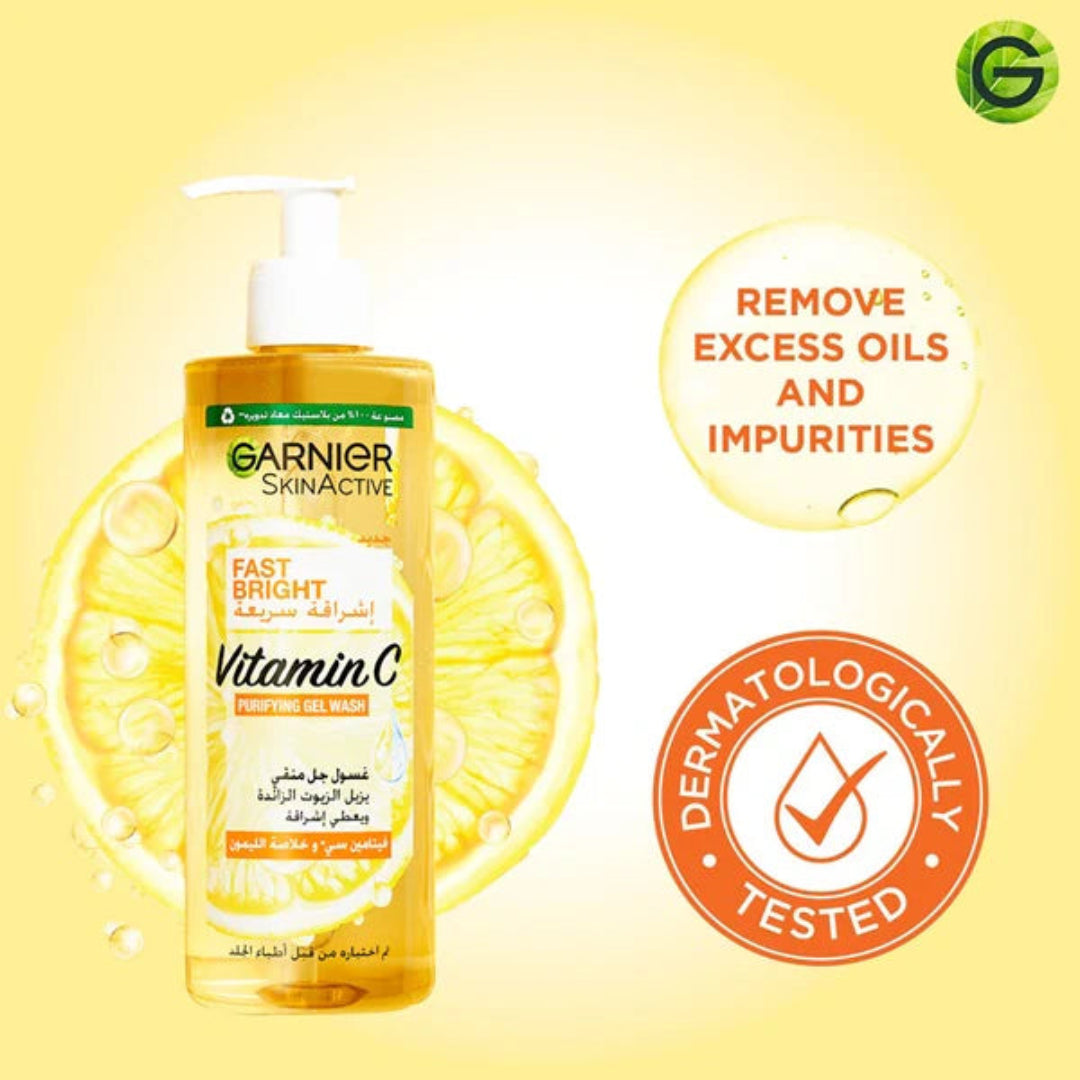 Garnier Skin Active Fast Bright Vitamin C Purifying Face Gel Wash - 400ml