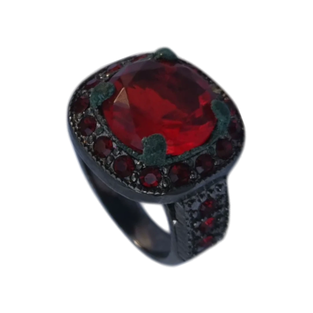 High Fashion 14K Matte Black And Red Women Ring