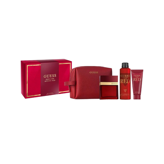 Guess Seductive Homme Red fragrance set with red packaging on a white background