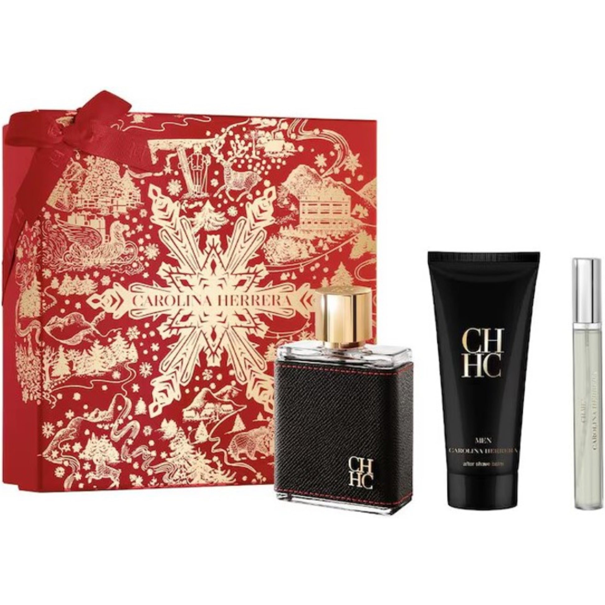 Carolina Herrera CH HC perfume set with a decorative box on a white background