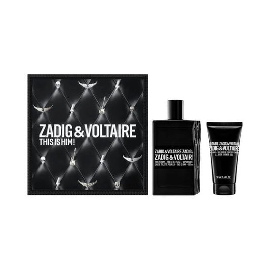 Zadig & Voltaire This is Him perfume set with packaging on a white background