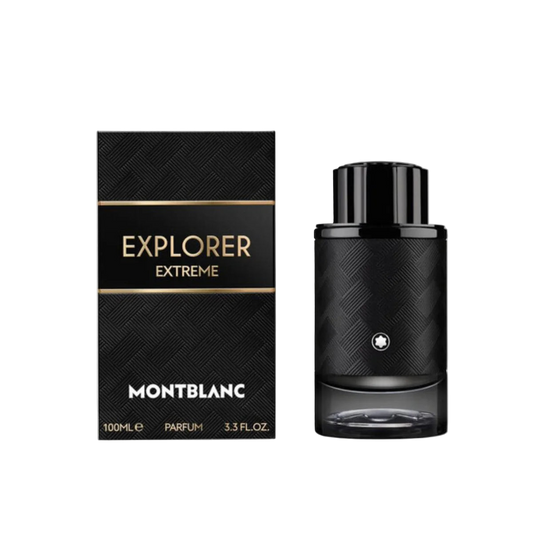 Montblanc Explorer Extreme perfume bottle and packaging on a white background