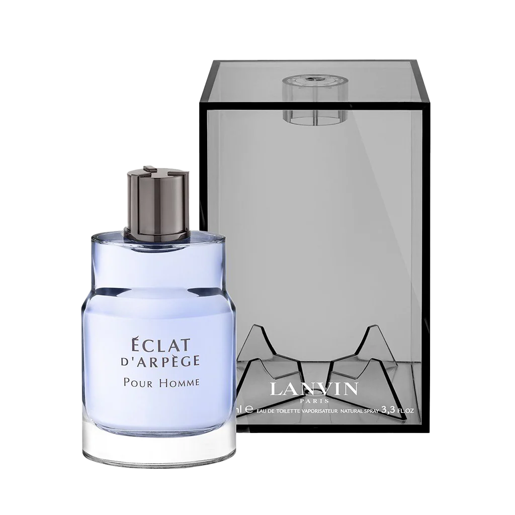 Lanvin Eclat d'Arpege Pour Homme perfume bottle with packaging on a white background