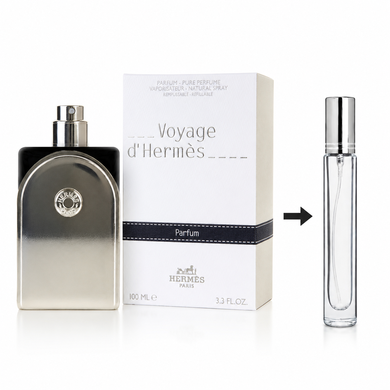 Hermès Voyage D'Hermès Pure Perfume Unisex - 10 ML / 175 Sprays - Decanted From Original Bottle