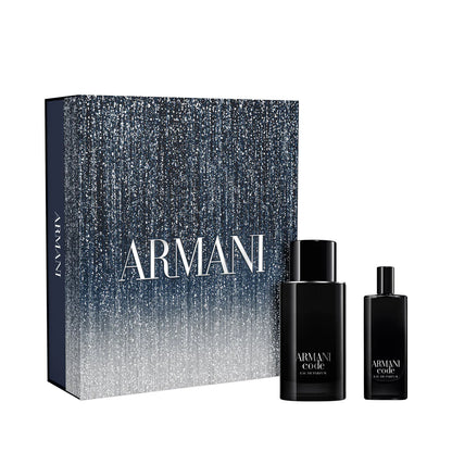 Armani Code perfume set with packaging on a white background