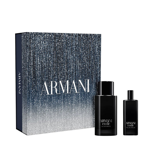 Armani Code perfume set with packaging on a white background