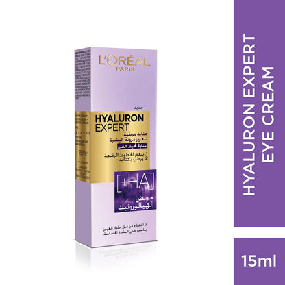 L'Oreal Hyaluron Expert Eye Cream packaging on a white background