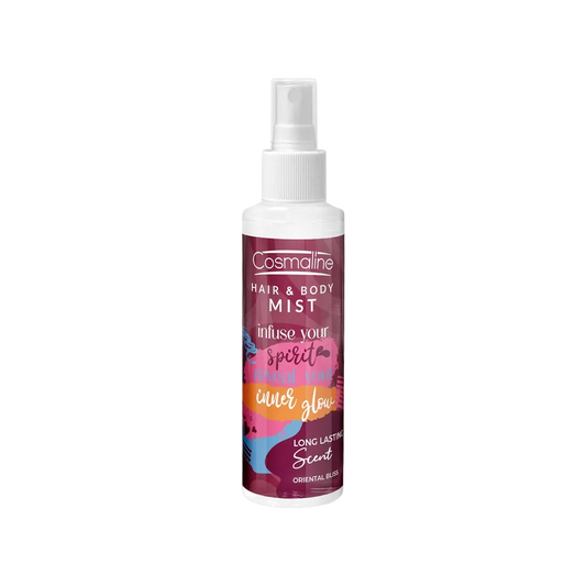 Cosmaline Hair & Body Mist Oriental Bliss bottle on a white background