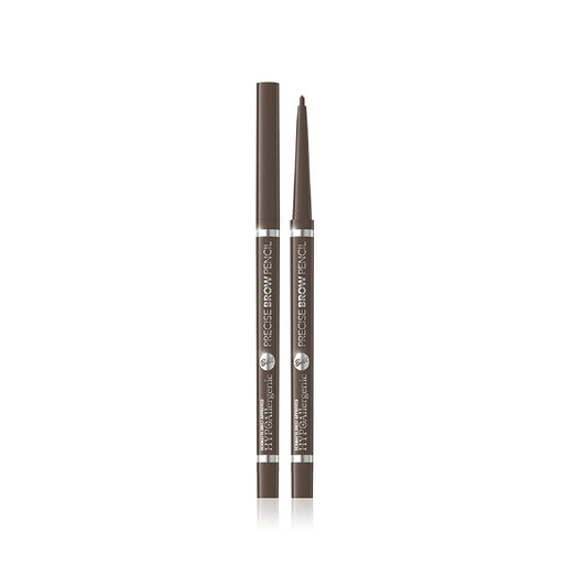 A brown eyebrow pencil shown closed and open side by side on a clean white background. The packaging features white text reading 'RECOSE BROW FINE' and 'HYBRID BROW PENCIL'.