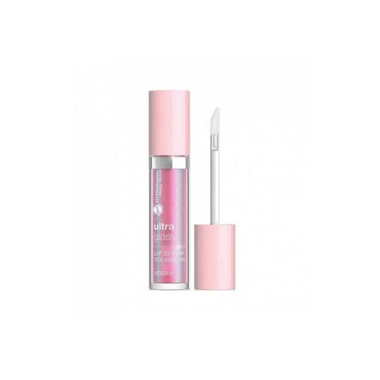 A tube of Morpheus Ultra Gloss Lip Stain in pink, shown next to its applicator wand on a clean white background.