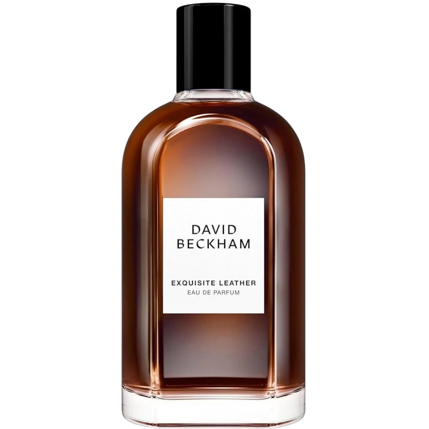 David Beckham Exquisite Leather perfume bottle on a white background